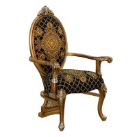 European Furniture Emperador King Louis Back Arm Chair in Black
