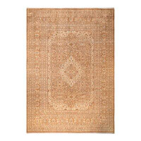 Isabelline Valri Mogul One-of-a-Kind Traditional Hand-Knotted New Age 10'2" x 14'7" Wool Area Rug in Brown/Beige