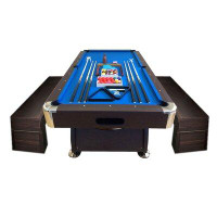 Simba USA Inc 8' Feet Billiard Pool Table Full Set Accessories Vintage Red 8 With Benches