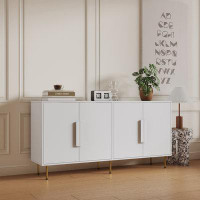 Mercer41 Sideboard Buffet Cabinet With Storage Storage Cabinets With 4 Doors With Handle For Living Room Dining Room Ent