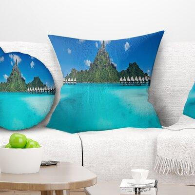 Made in Canada - East Urban Home Seascape Bora Bora Panorama Beach Pillow in Bedding