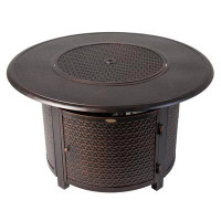 Ebern Designs Livi 42" Round Hammered Aluminum Convertible Gas Fire Pit Table