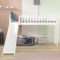 Harriet Bee Kids Twin Size Low Loft Bed With Ladder