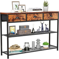 17 Stories 17 Stories Entryway Table, 38'' Console Sofa Table With 3 Fabric Drawers, Industrial Entry Way Table With Sto