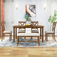 August Grove Dining Set with Bench Dining Table with Bench Farmhouse Table and Bench Set Dining Table Set