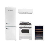Unique Appliances 4 Piece Retro Kitchen Package With Frost-Free Bottom Freezer Refrigerator 30" Freestanding Gas Range &