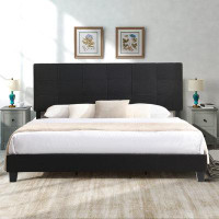 Latitude Run® Modern Minimalist King Size Fabric Upholstered Platform Bed Frame With Centre Support Legs And Headboard,