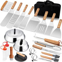 YardStash 26-Piece Flat Top Grilling Accessories Tool Set For Outdoor Camping Grilling, Including Melting Dome, Stainles