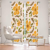 East Urban Home Lined Window Curtains 2-panel Set for Window Size by Nika Martinez - Mid Century Florals 2
