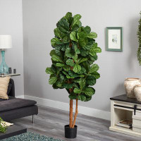 Charlton Home 66" Fiddle Leaf Fig Tree in Planter
