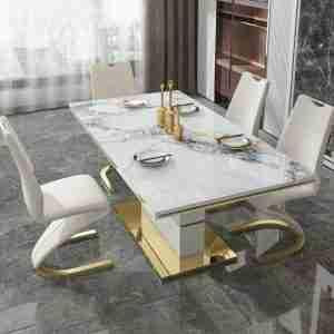 Wooden Dining set with Leather Seat chairs in Dining Tables & Sets in Ontario - Image 3
