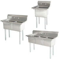 BRAND NEW Commercial Heavy Duty Stainless Steel Sinks - Single, Double, Triple Well  - Drainboard Options Available!!