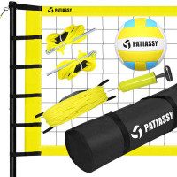 OXYGIE 32ft Outdoor Portable Volleyball Net Set System - Quick & Easy Setup Adjustable Height Steel Poles