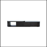 Latitude Run® Black Colour Modern Sintered Stone And Ash Wood TV Cabinet 70.8 x 15.7 x 14.1 in