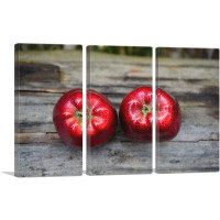 ARTCANVAS ARTCANVAS Two Red Apples On Wooden Table Canvas Art Print