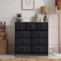 Rebrilliant Modern Black/Wood Wall Mount Bedroom Dresser - Stylish, Functional, Foldable Drawers