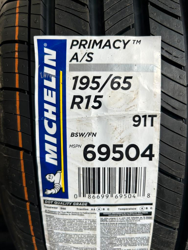 4 Brand New Michelin Primacy A/S 195/65R15 All Season Tires.   $70 REBATE!!!  *** WallToWallTires.com *** in Tires & Rims in Ottawa / Gatineau Area