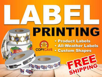LABEL PRINTING - Cheap Bulk Rates! - Outdoor, Waterproof, BOPP, Eggshell Felt, Stickers - Custom shapes no extra cost