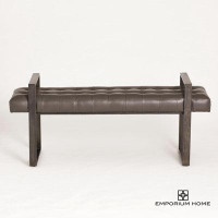 Hokku Designs Manjesh Bench-Graphite Leather