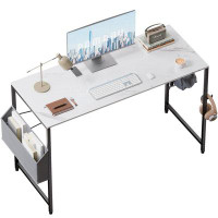 Latitude Run® Modern White Marble Office Desk - Spacious, Convenient Storage, Easy Assembly