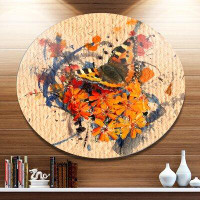 Made in Canada - Design Art 'Butterfly and Abstract Art on Paper' Oil Painting Print on Metal