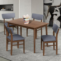 Smartmonkey Modern Style Dining Table and Chairs 5 Piece Set with Wooden Frame and Upholstery