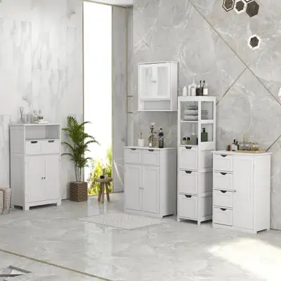 Bathroom Floor Cabinet 11.8" x 11.8" x 55.7" White