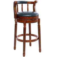 Darby Home Co Bar Stools Seat Height 29.5'' Leather Wooden Bar Stools