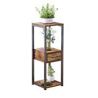 17 Stories 3 Tier Plant Stand Indoor , Tall Pedestal Stand With Drawer, Tall Plant Stand For Indoor Plants Multiple,Brow