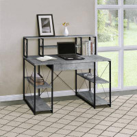 Latitude Run® Mattingly Office Desk with Open Shelves and Hutch