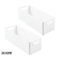 SR-HOME Plastic Home Office Organizer - Basket Storage Holder Bin With Handles For Desk, Cupboard, Cabinet, Or Rolling C