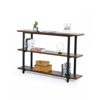 17 Stories Console Table, 55" Industrial Entryway Table With 3-Tier Storage Shelve