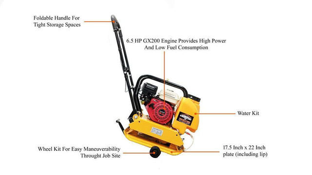 HOC - PLATE COMPACTOR PLATE TAMPER 14 17 18 INCH + WHEEL KIT + WATER KIT + FREE SHIPPING + 2 YEAR WARRANTY in Power Tools - Image 4