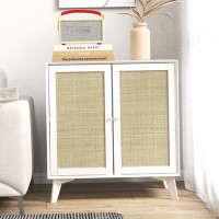 Bay Isle Home™ Kitchen Cabinet with 2 Rattan Doors