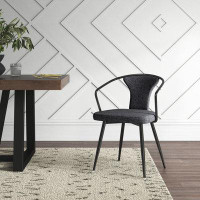Mercury Row 19 Inch Modern Fabric Dining Chair With Curved Back, Black