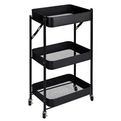 NEW 3 TIER FOLDING KITCHEN STORAGE RACK & WHEELS AMMTR3 SALE $25.95 EA 40X40 CM EXTREMELY EASY TO AS...