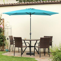 Arlmont & Co. Parasol de marché rectangulaire 10 po x 6,5 pi avec poteau en aluminium, parasol de table d'extérieur pour