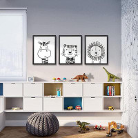 Indigo Safari 3 Pack Black Baby Boy Nursery Framed Wall Art Decor With 11X14 Inch Wood Frame Art Prints For Kids Room De