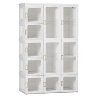 Rebrilliant Antbox Portable Closet, Foldable Wardrobe Storage Clothing Organizer With Magnetic Doors, 11 Doors 2 Hangers