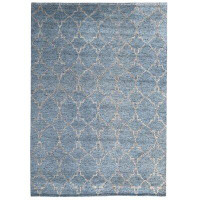 Charlton Home Coplin Tiled Hand-Knotted Wool BLUE Area Rug