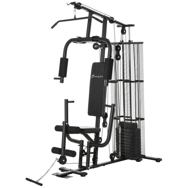HOME GYM, MULTIFUNCTION GYM EQUIPMENT WORKOUT STATION WITH 100LBS WEIGHT STACK FOR LAT PULLDOWN in Exercise Equipment