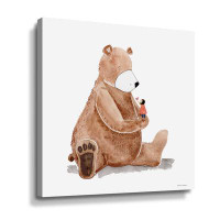Trinx Bear And Heart Gallery Wrapped Floater-Framed Canvas