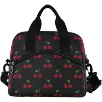 East Urban Home Cherry Fruits Lunch Bags For Women Leakproof Lunch Bag Lunch Bag With Shoulder Strap Lunch Box Purse Lun