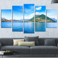 Made in Canada - Design Art 'Lugano Lake Ticino Panorama' 5 Piece Wall Art on Wrapped Canvas Set
