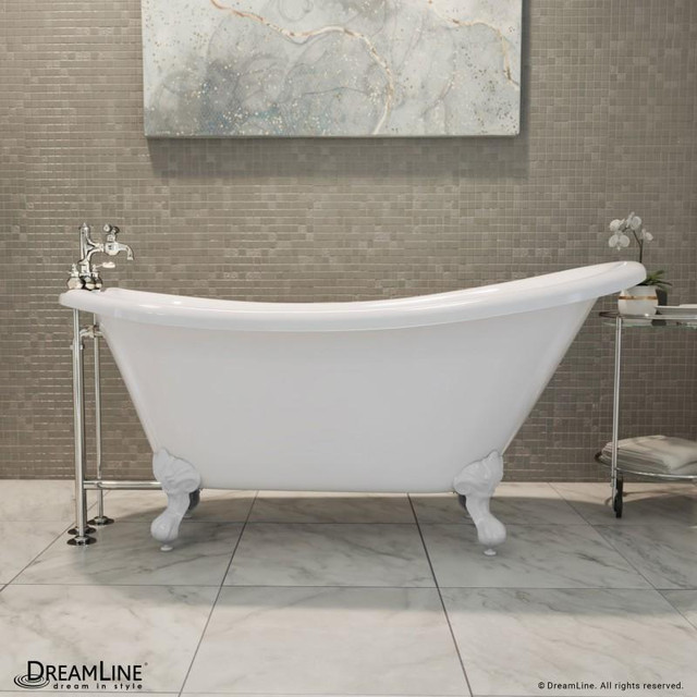 61x28x28 (H) DreamLine Atlantic Acrylic Freestanding Bathtub with White, Brushed or Chrome Finish ( Clawfoot ) in Plumbing, Sinks, Toilets & Showers