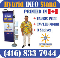 PREMIUM Hybrid INFO Stand Trade Show Display Promo Marketing Booth + Custom FABRIC Dye Sublimation Printed Graphics
