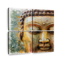 Elephant Stock Golden Buddha Face Close Up Multi Piece Canvas Print