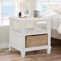 Beachcrest Home Geomar End Table With Rattan Basket