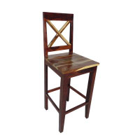 Loon Peak 48" Brown And Natural Handcrafted Bar Height Bar Chair