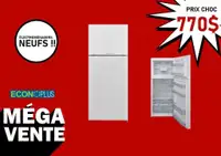 econoplus méga vente! réfrigérateur  inox / blanc / noir inox / gris  28 pc neuf à partir de 770$